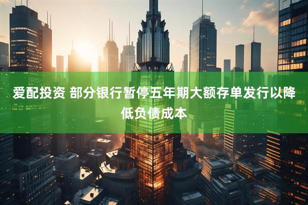 爱配投资 部分银行暂停五年期大额存单发行以降低负债成本